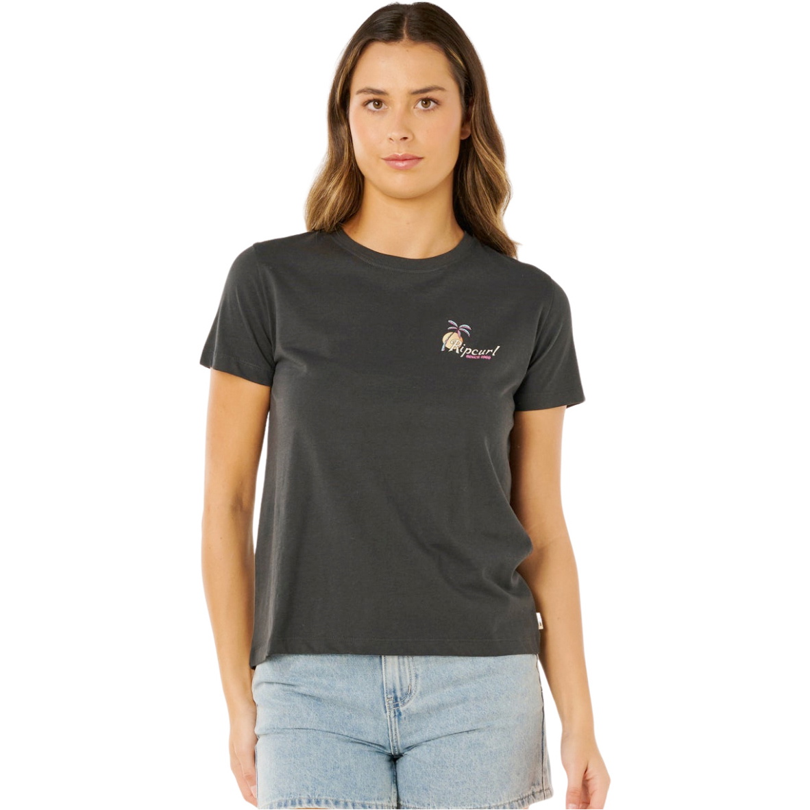2026 Rip Curl Womens Tide Line Standard Tee 0MPWTE - Washed Black